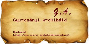 Gyurcsányi Archibáld névjegykártya